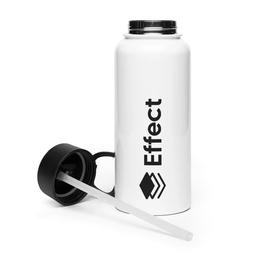 Stainless steel water bottle with a straw lid